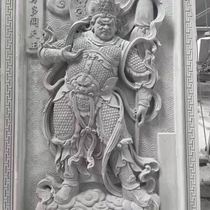 石嘴山 芝麻灰花岗岩人物雕刻——多闻天王