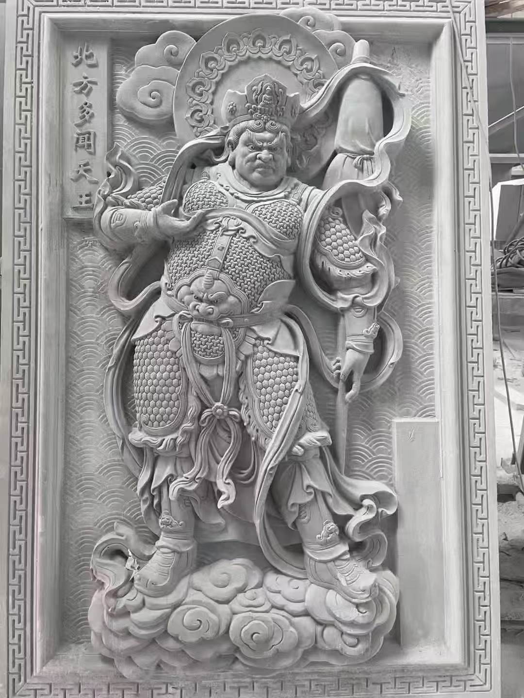 石嘴山 芝麻灰花岗岩人物雕刻——多闻天王