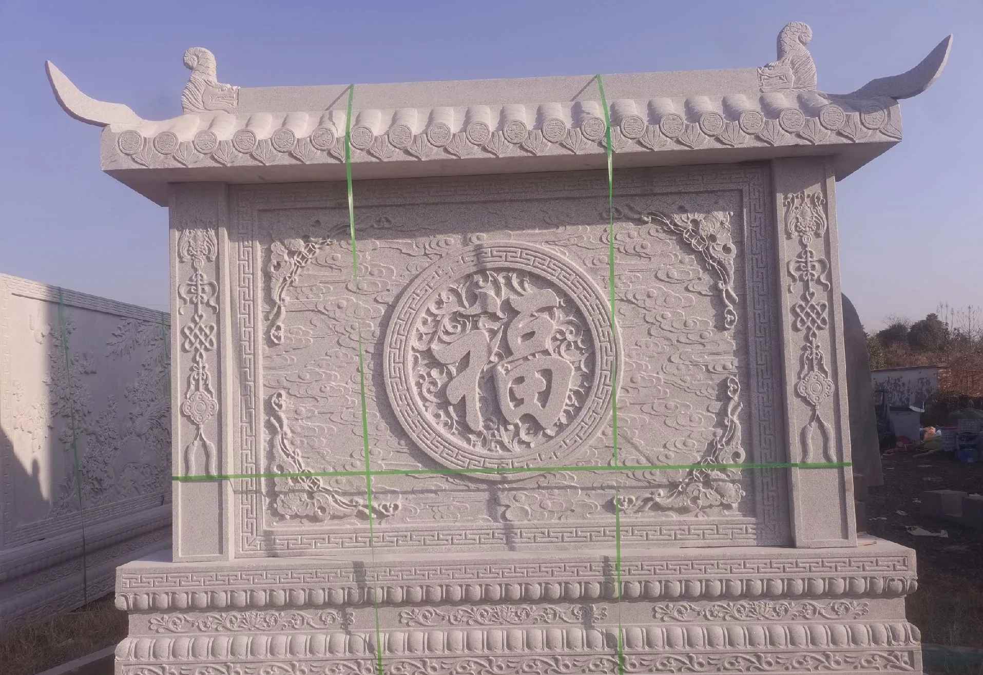 石嘴山 芝麻白花岗岩屏风，照壁，影壁